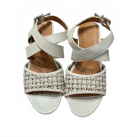 Nurture by Lamaze Shoes - NWOB Nurture Harper Rice White Leather Cork Wedge Wrap Sandals- Size 7.5M